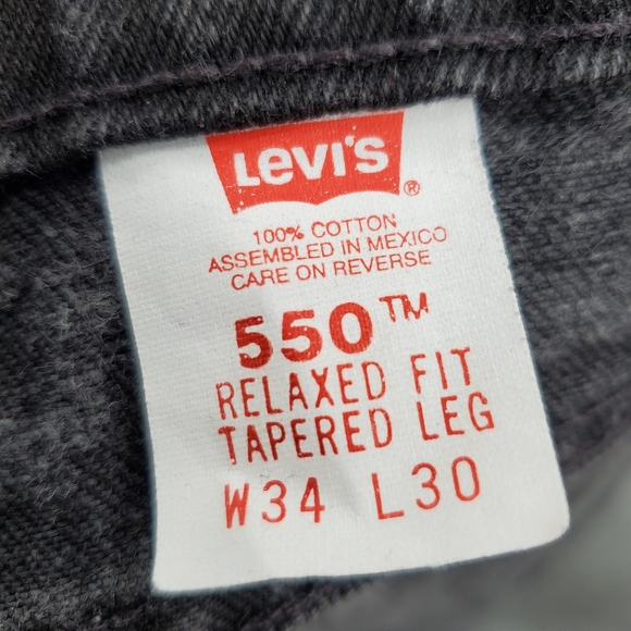 Vintage Levis 550 Orange Tab Relaxed Fit Black Jeans Mens Size 34 x 30 - Picture 6 of 8